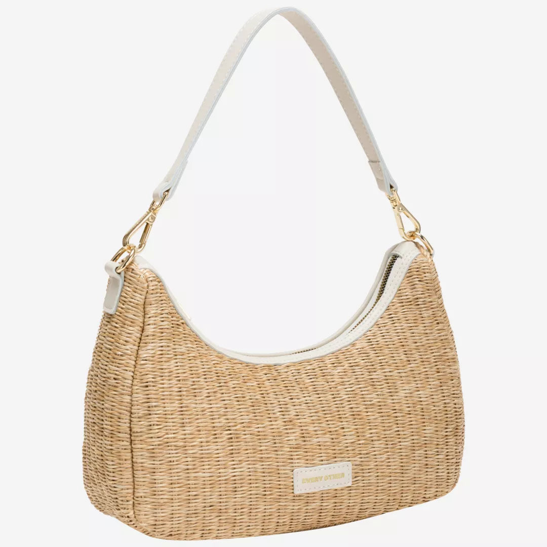 Soleil Rattan Shoulder/Crossbody Bag in White by Every Other