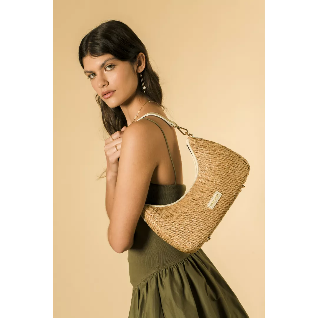 Soleil Rattan Shoulder/Crossbody Bag in White by Every Other
