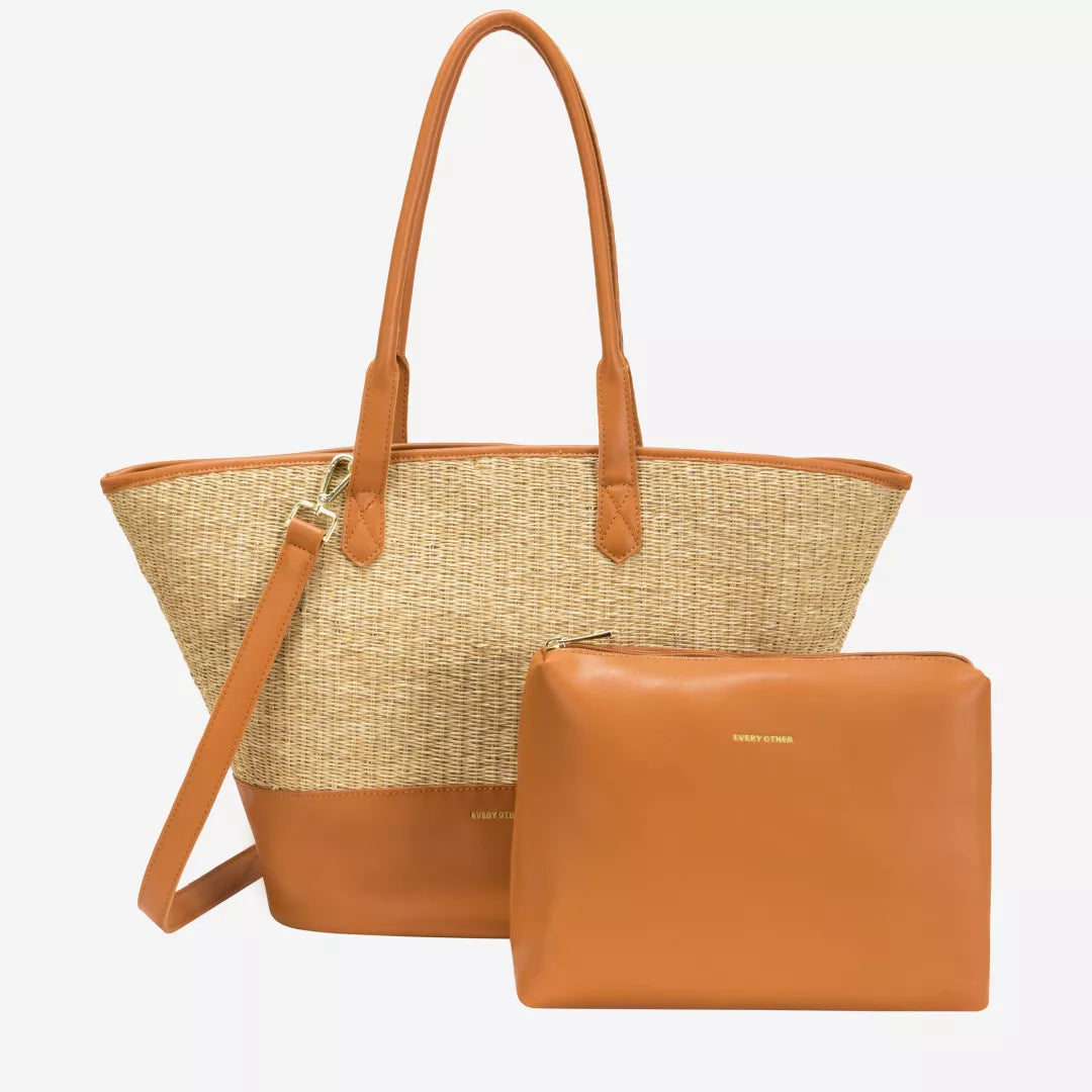 Extra Large Rattan Tote Bag in Tan by Every Other