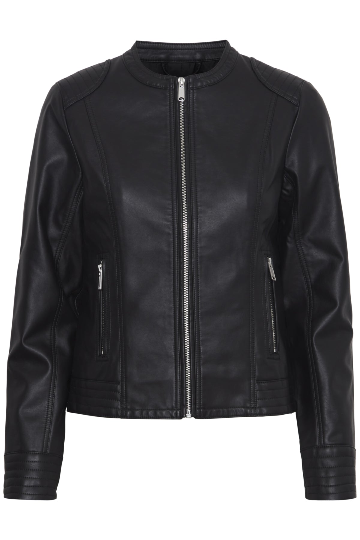 A Com Pleather Jacket in Black by b.young