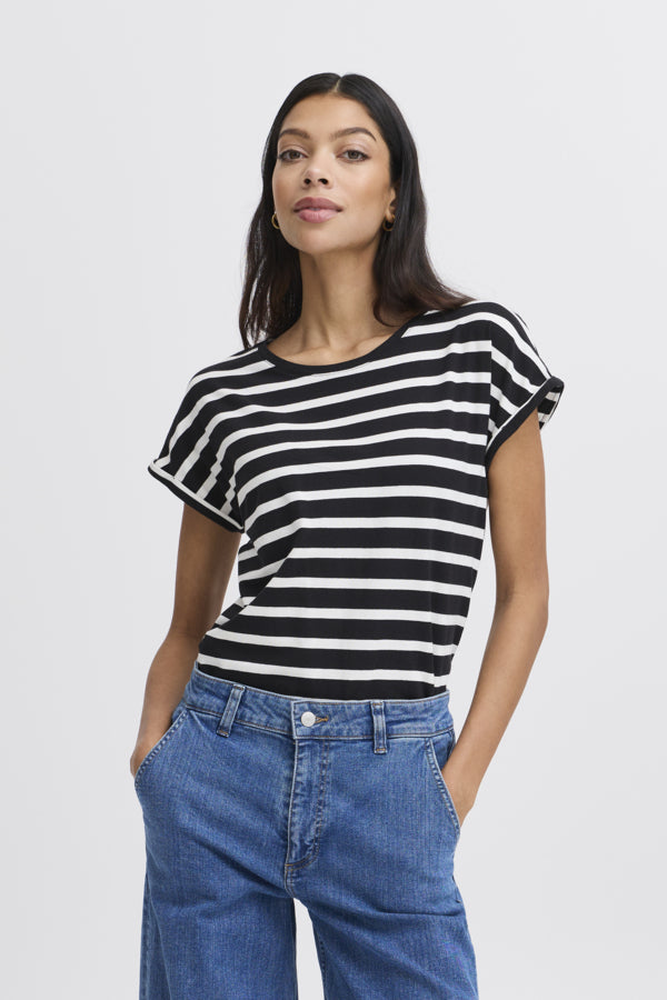 Pamila T-Shirt in Navy with White Stripe by b.young