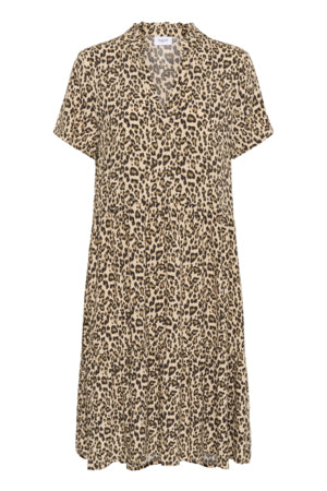Eda Dress in Creme Leopard Print Print by Saint Tropez