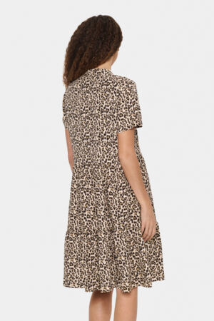 Eda Dress in Creme Leopard Print Print by Saint Tropez