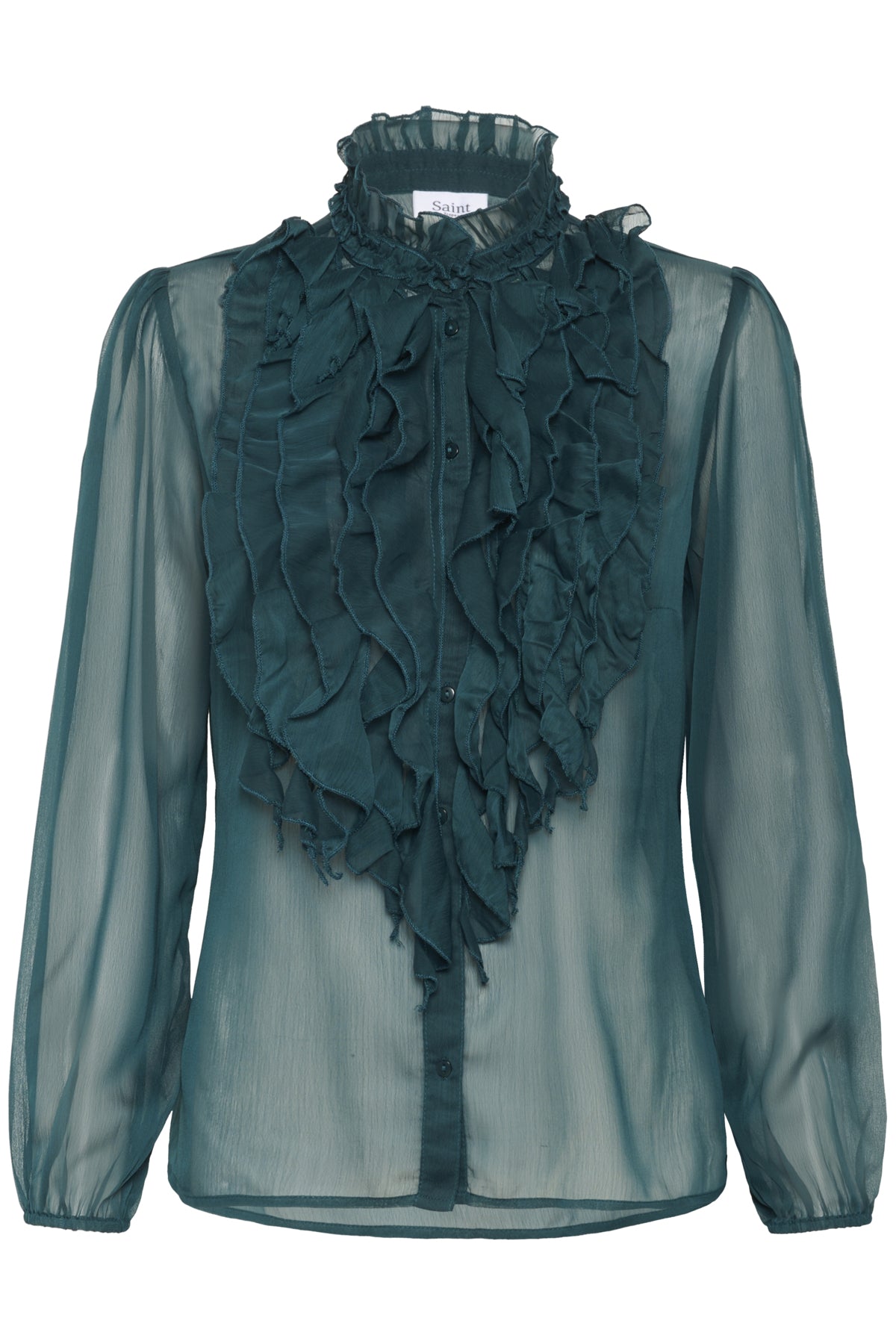 Lilja Crinkle Shirt in Dark Green by Saint Tropez