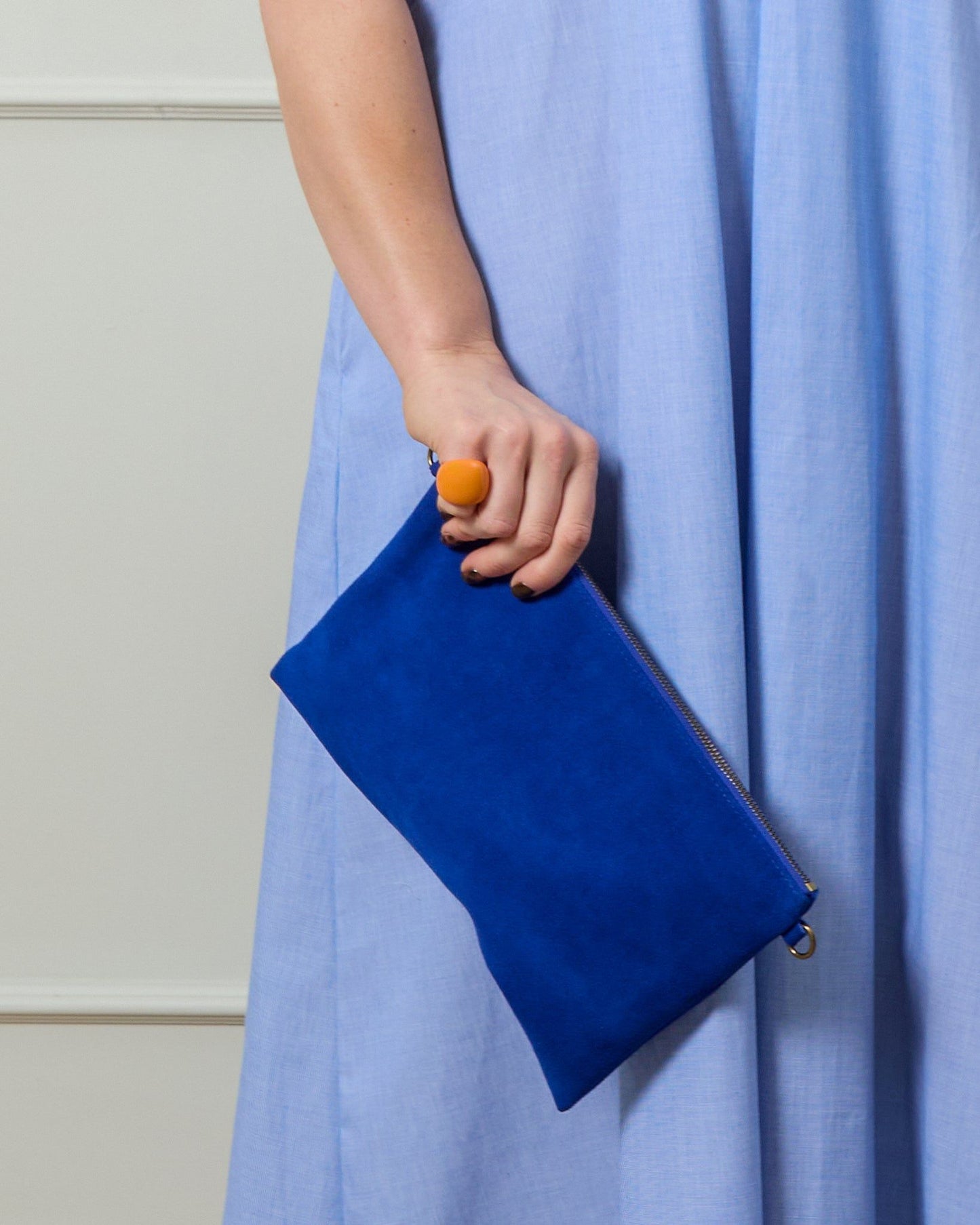 Hampsted Suede Bag by in Colbolt Blue by CHALK