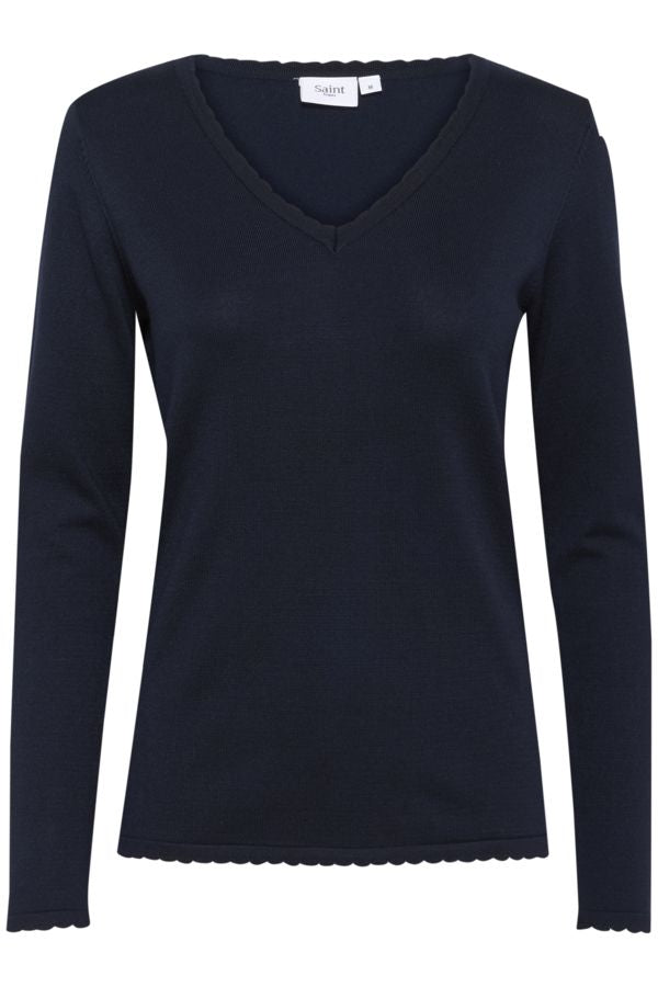 V-Neck Jumper in Black by Saint Tropez