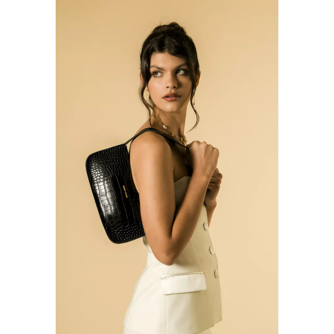 Croc Style Shoulder Bag in Black by Every Other