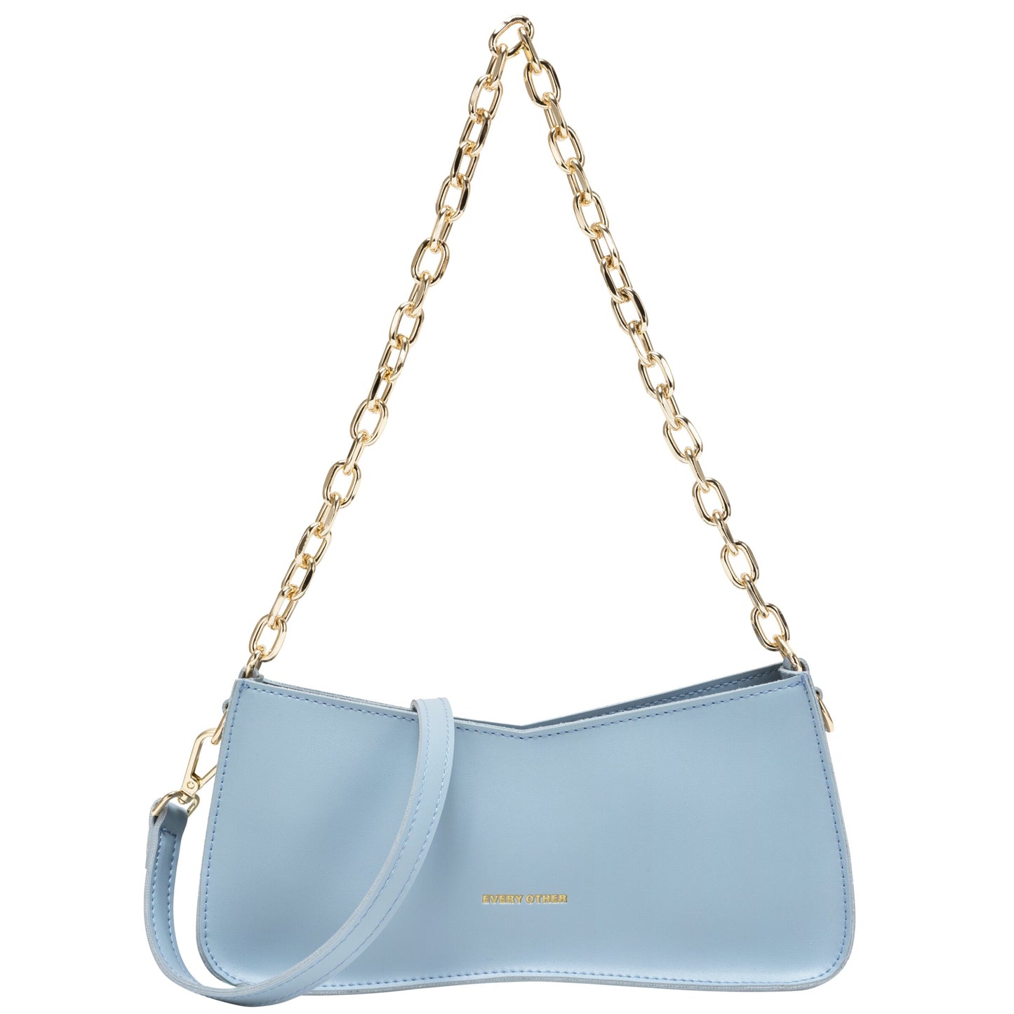 Shoulder Bag with Chain & Long Handle in Baby Blue by Every Other