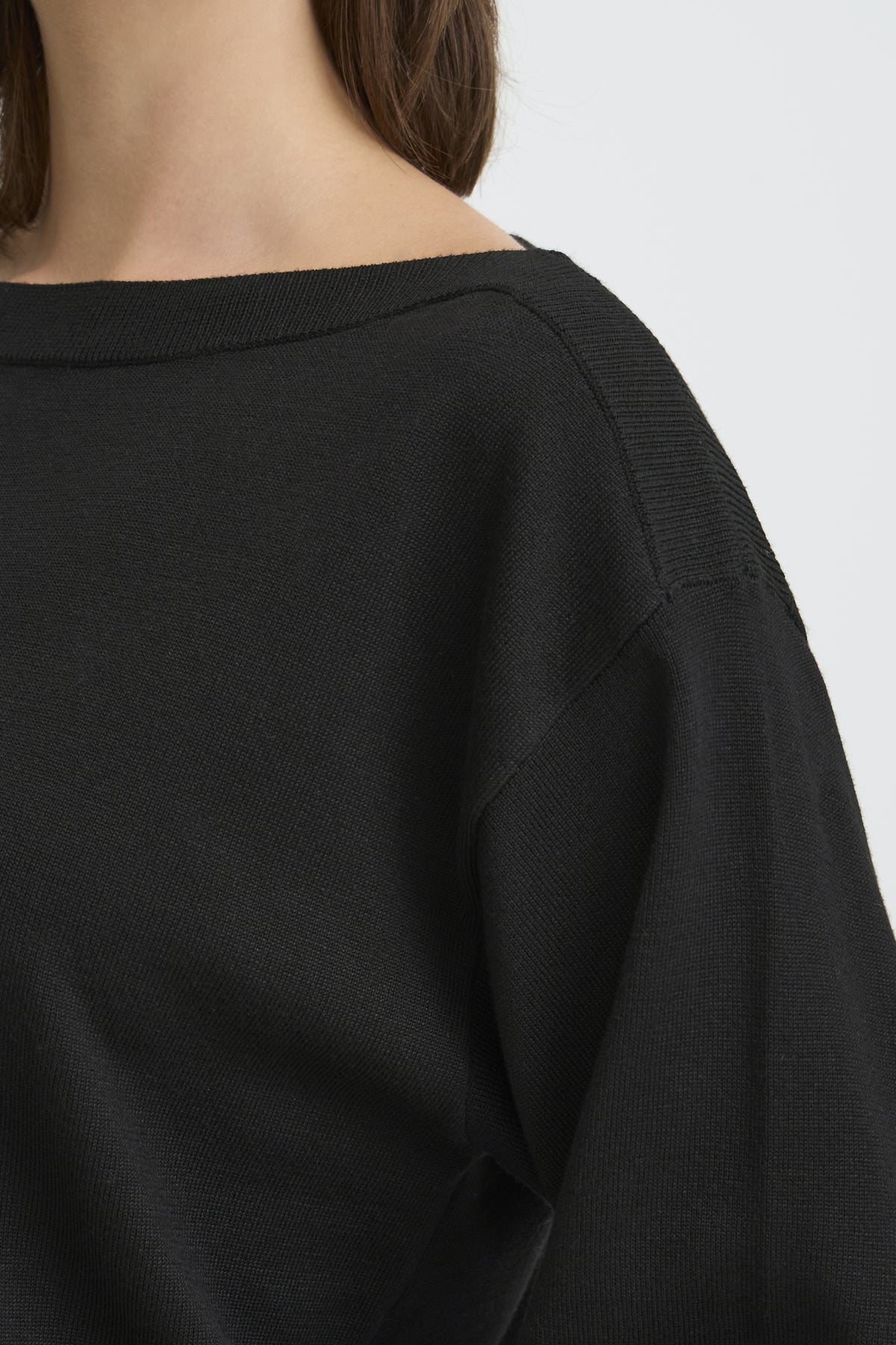 Huls Boat Neck Knit in Black by ICHI
