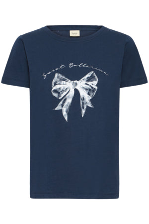 Juvia Bow Tee in Navy Blue by Fransa