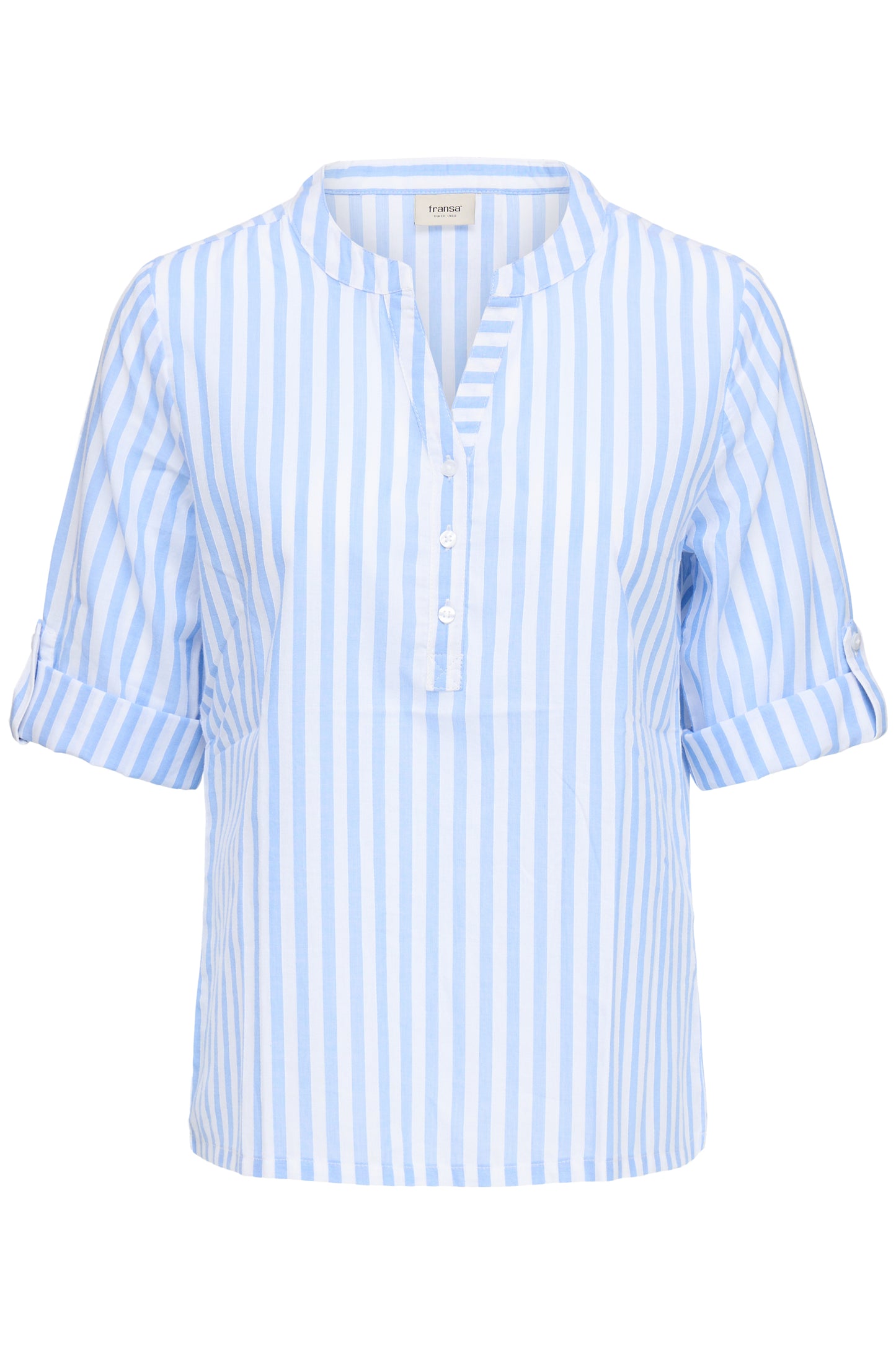 Cantonia Short Sleeve Blouse in Blue Stripe by Fransa