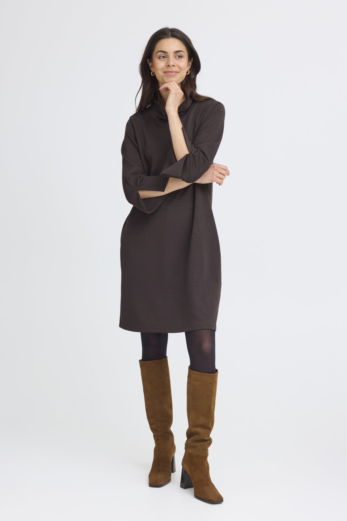 Aurora Sweater Dress in Chocolate by Fransa