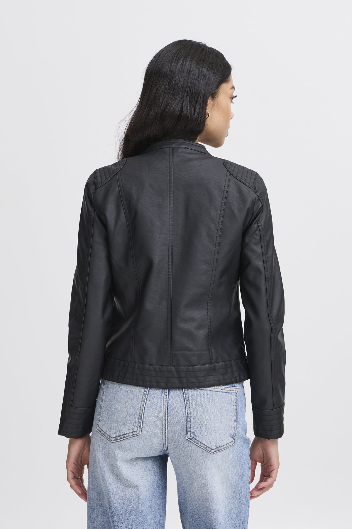 A Com Pleather Jacket in Black by b.young