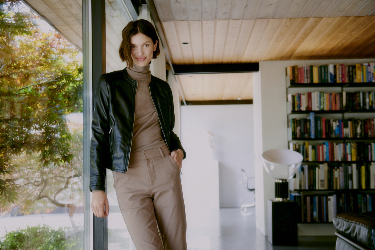A Com Pleather Jacket in Black by b.young