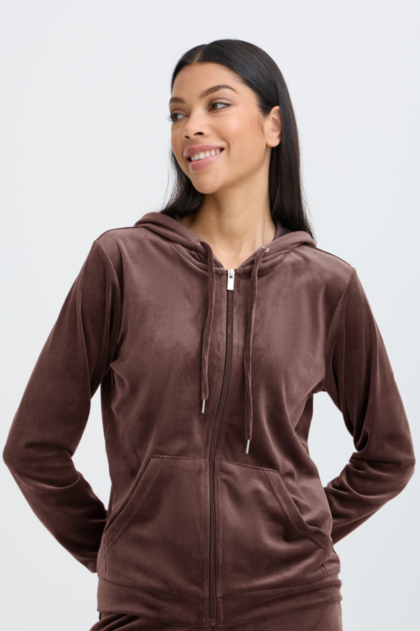 Mitza Velour Suit in Chocolate Brown by b.young