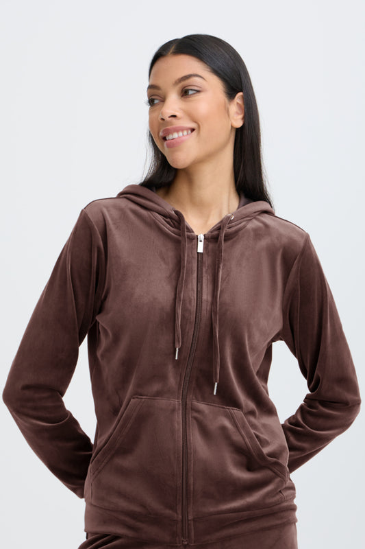 Mitza Velour Suit in Chocolate Brown by b.young