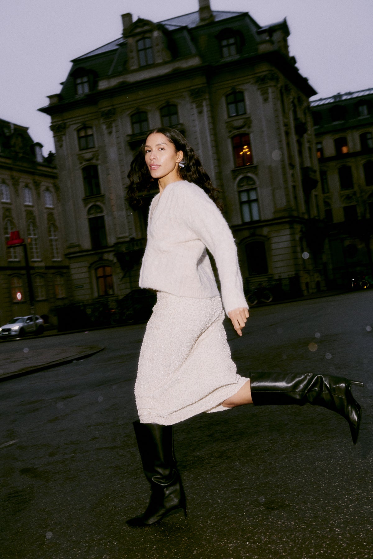 Pary Skirt in Cream Sequin by b.young