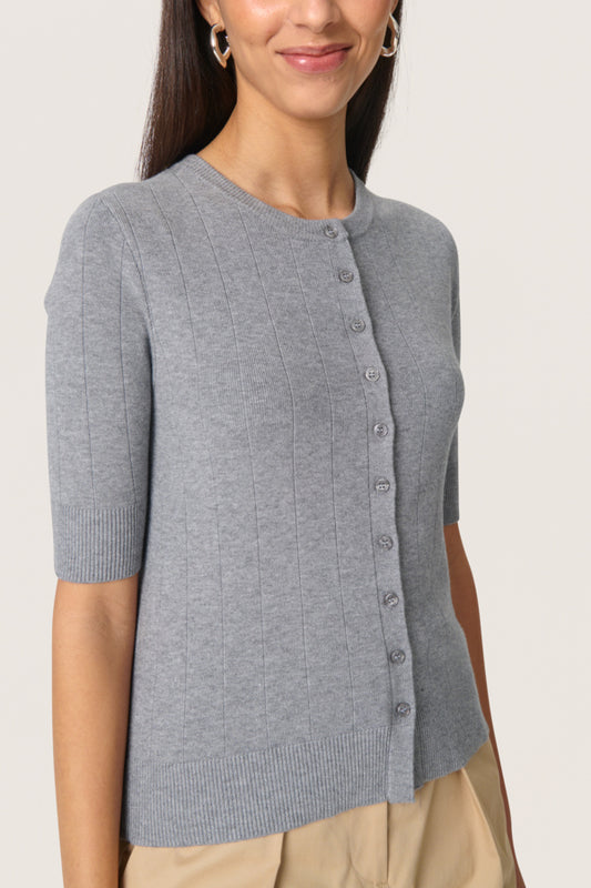 Spina Cardigan Short Sleeve in Grey by Soaked