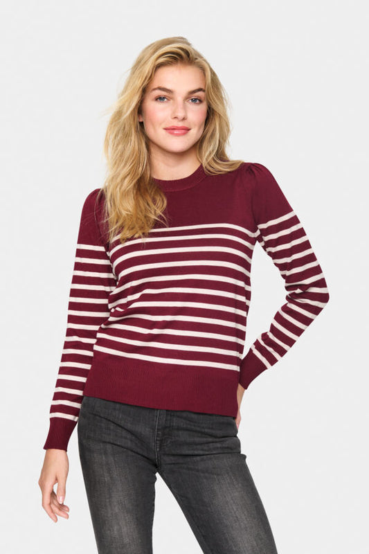 Mila Pullover in Burgundy Stripe by Saint Tropez