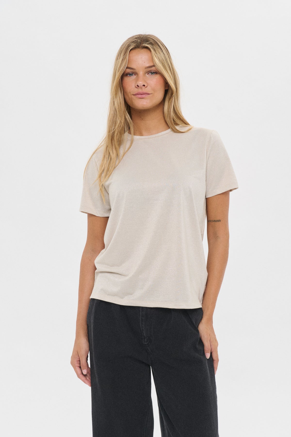 Haga Top Short Sleeve in Light Gold Shimmer by Saint Tropez