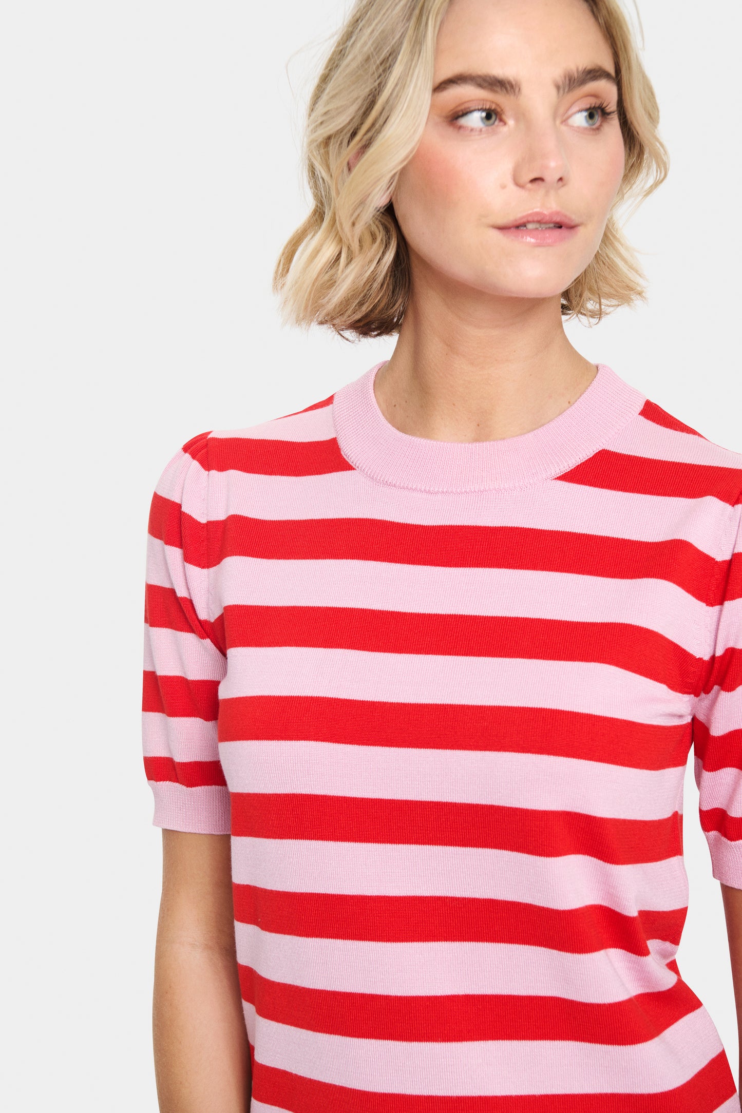 Block Stripe Red & Pink Short Sleeve Top by Saint Tropez
