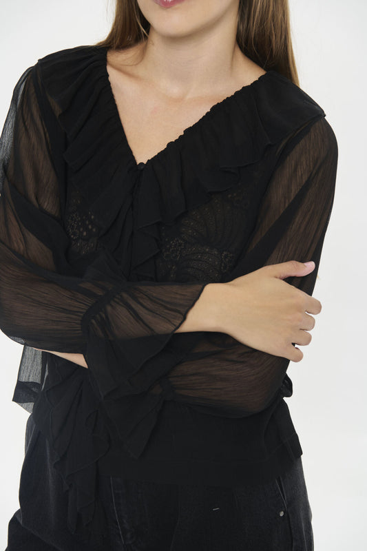 Nanette Blouse in Black by Saint Tropez