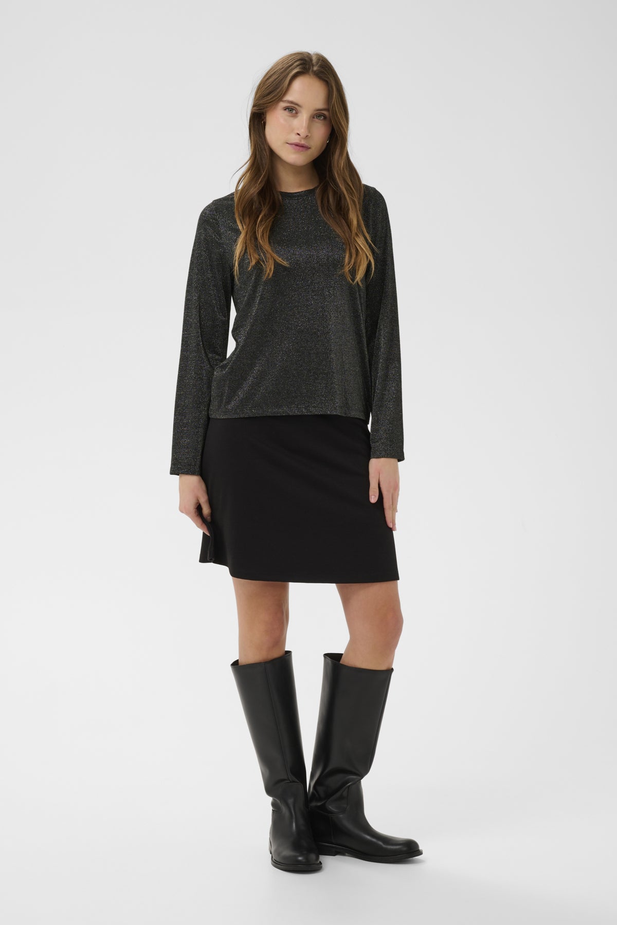 Haga Long Sleeve Top in Black Shimmer by Saint Tropez