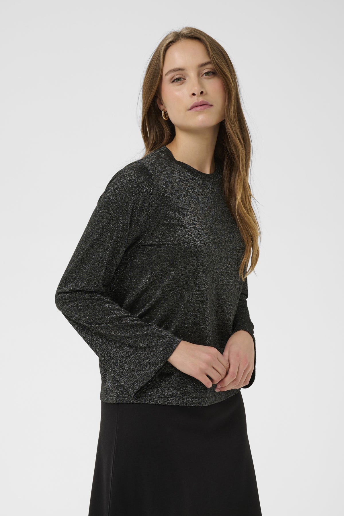 Haga Long Sleeve Top in Black Shimmer by Saint Tropez