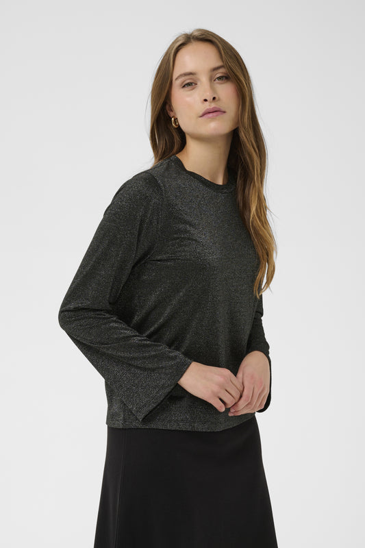 Haga Long Sleeve Top in Black Shimmer by Saint Tropez