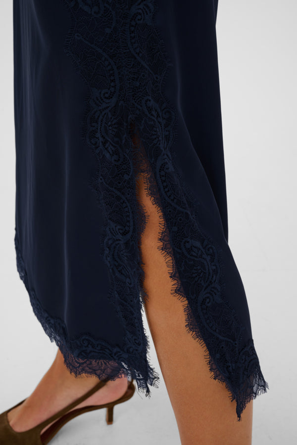 Teagan Satin Skirt in Navy by Saint Tropez