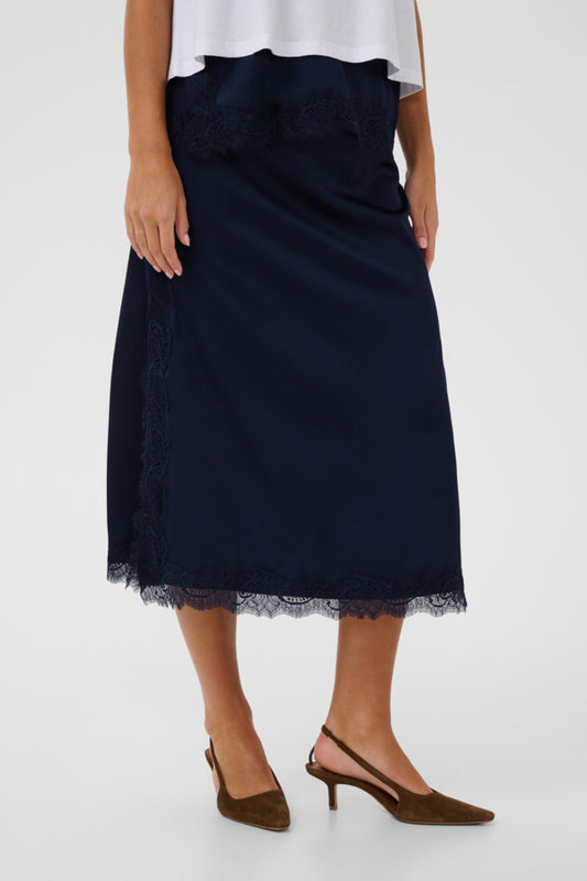 Teagan Satin Skirt in Navy by Saint Tropez