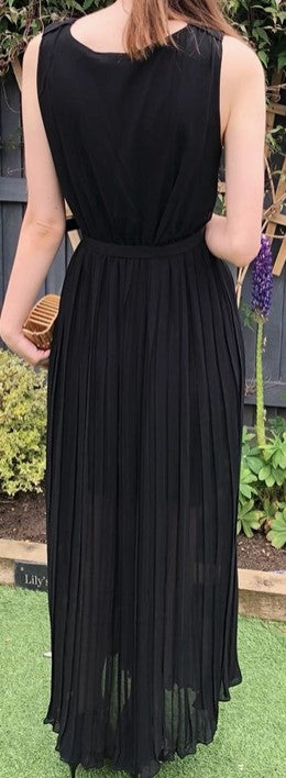 Black Chiffon Wrap Style Maxi Dress