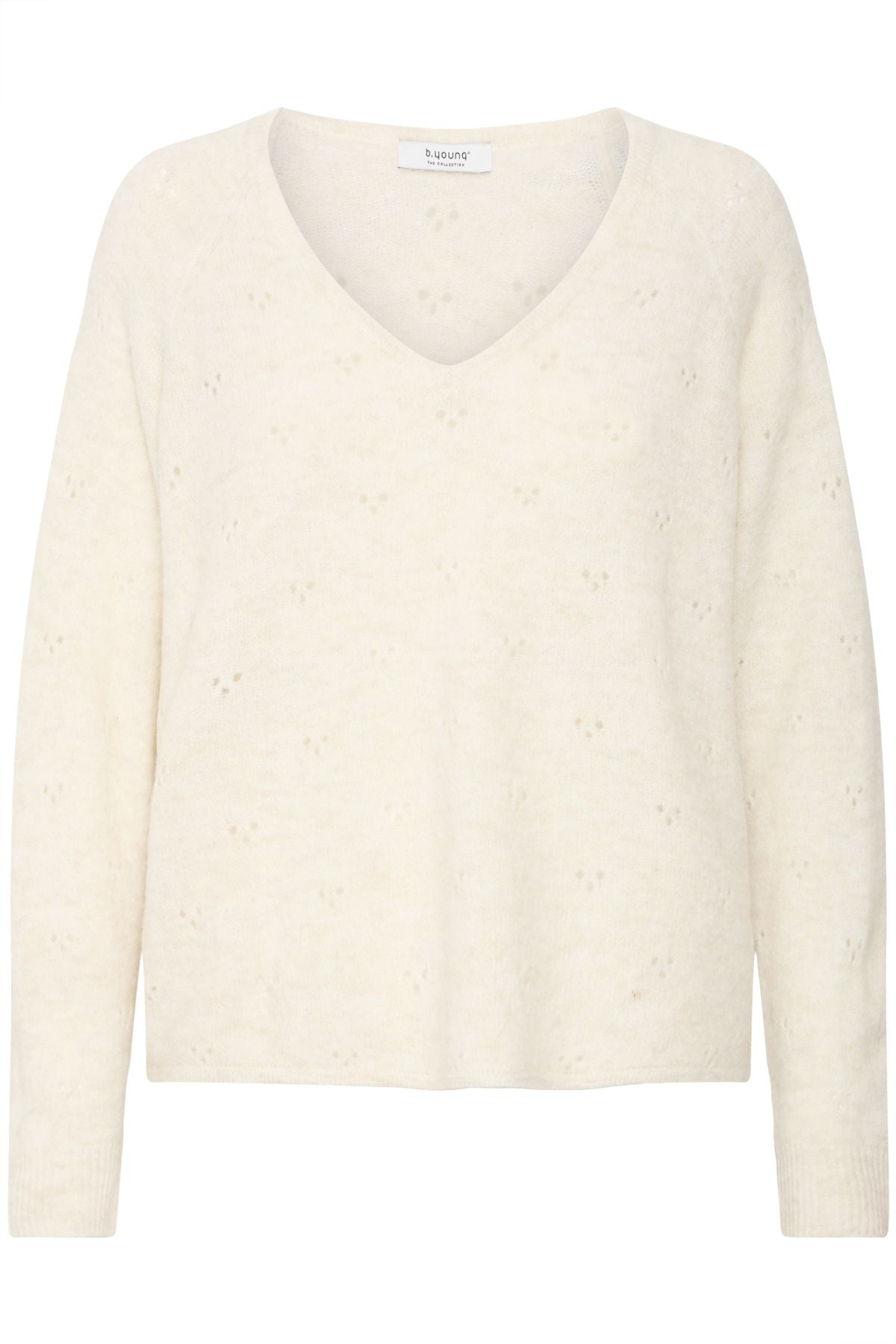 V Neck Knit in Cream by b.young