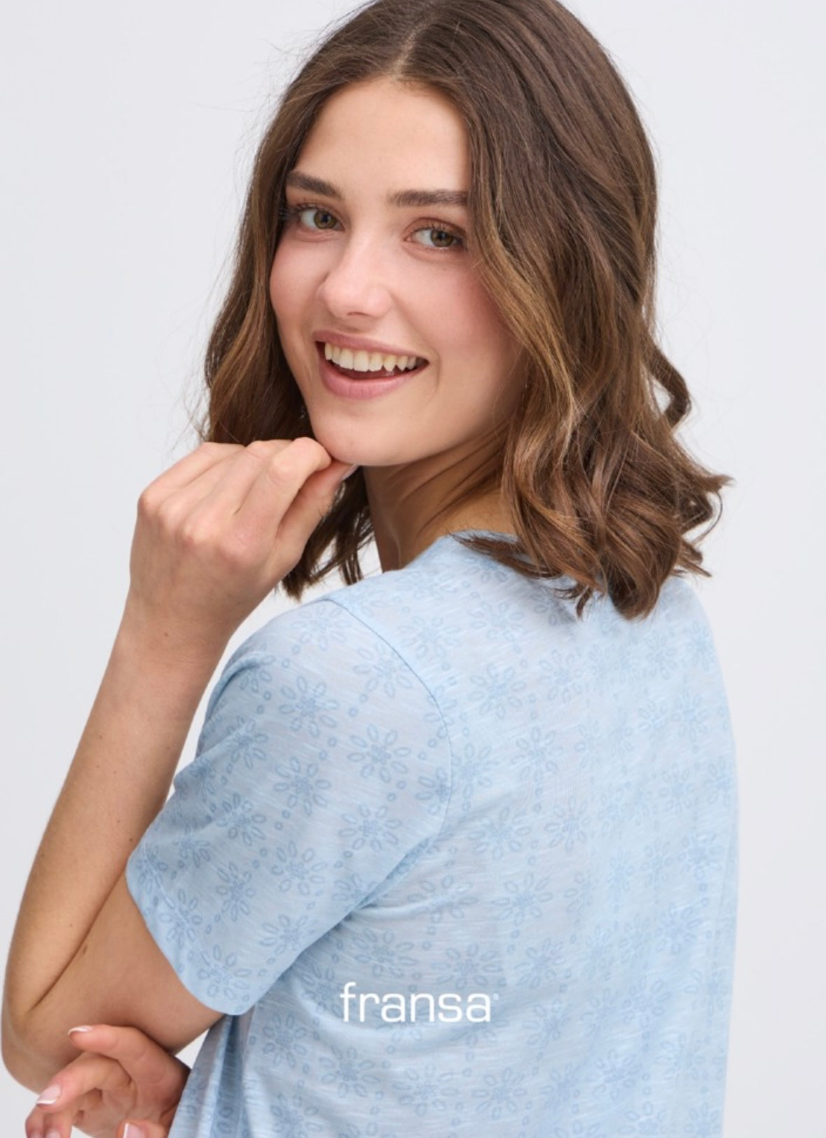Sania Short Dress in Cashmere Blue by Fransa NOW £20